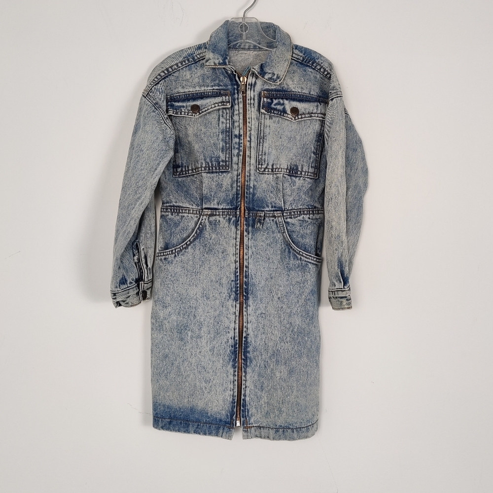 Big Chief Girl's Denim Dress Size 8 Cotton Zip Up Jean Dress